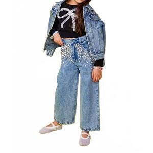 NEW MINI DREAMERS girls lila gem stone jeans in denim wash